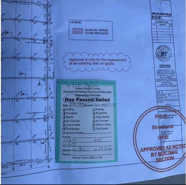 Slab on grade permitting demonstrating although it may not be structural, it still requires a permit